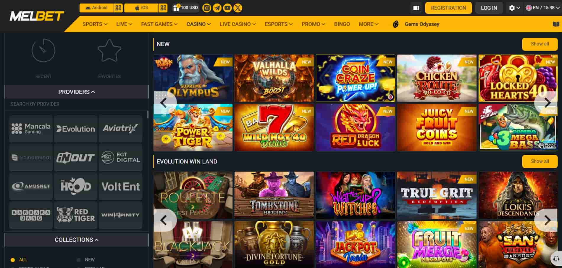 Melbet casino games