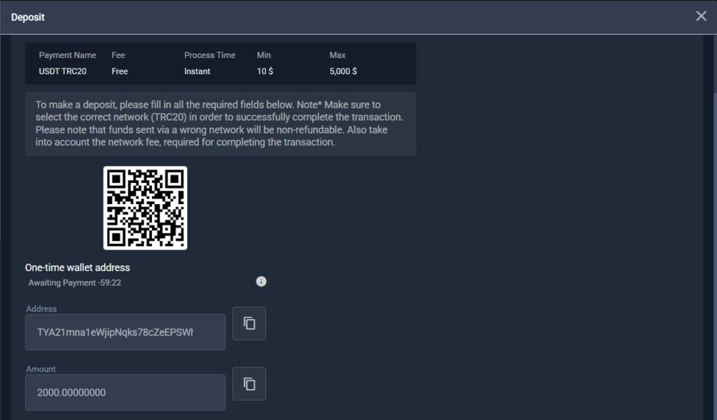 cwinz deposit usdt
